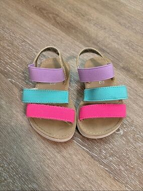 Kids Multi-Color Triple-Strap Sandals - Pink, Teal, Lavender